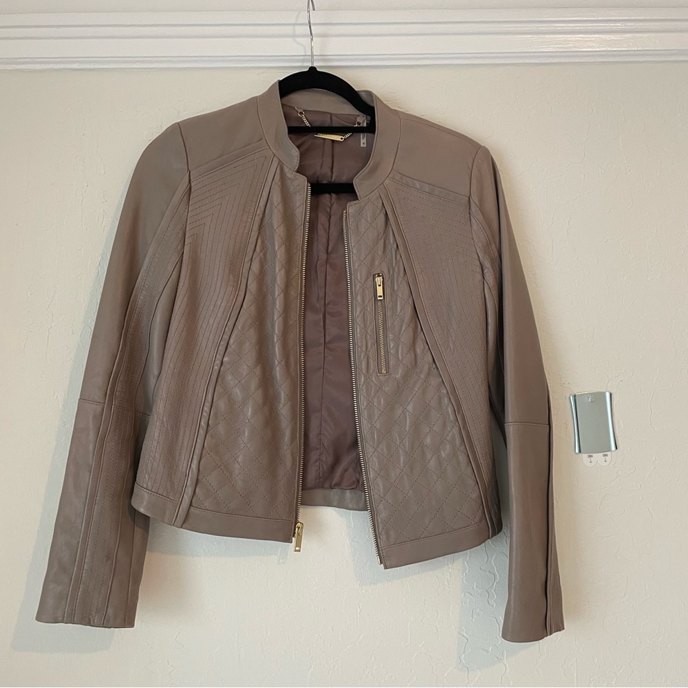 Trina Turk Quilted Leather Moto Jacket